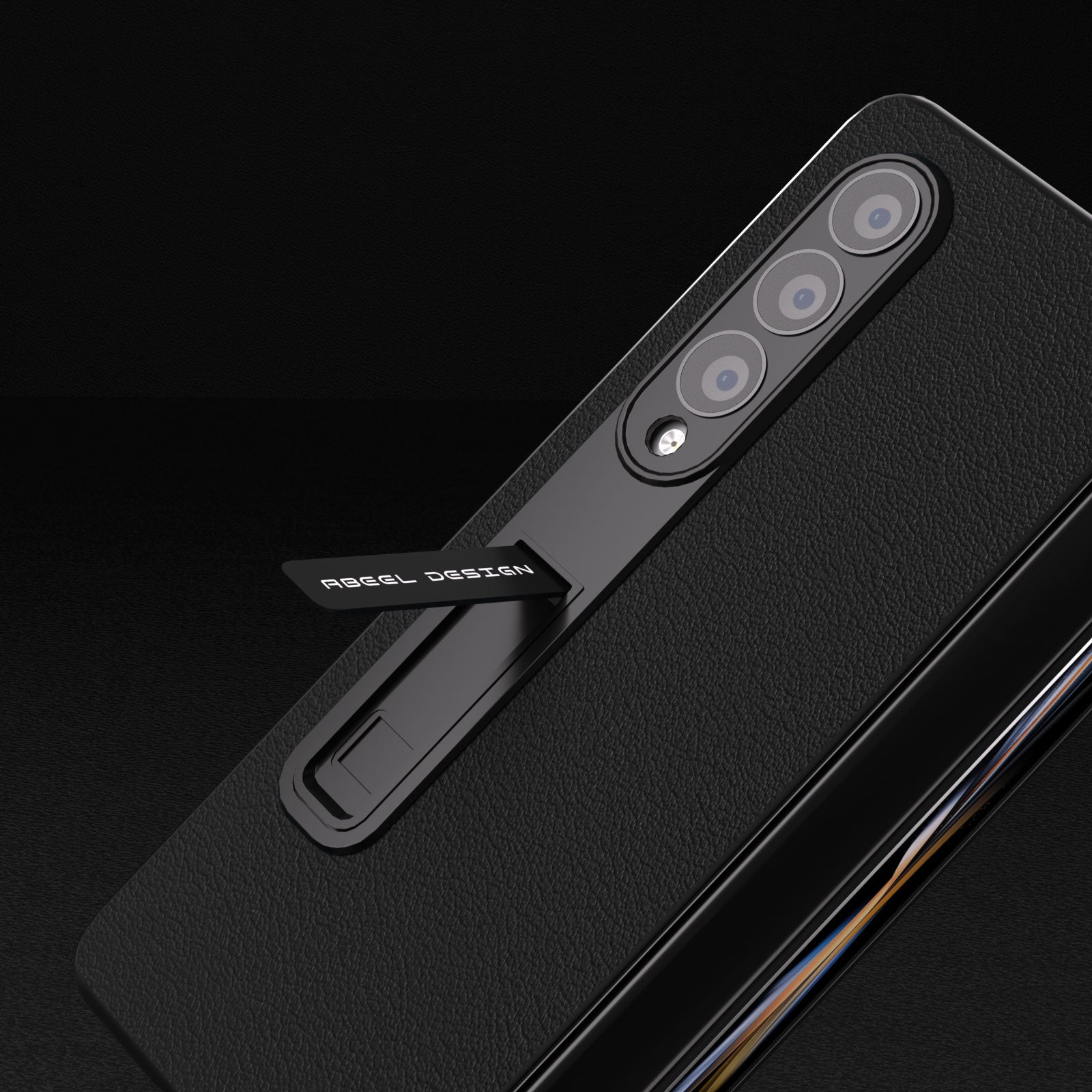 ABEEL For Samsung Galaxy Z Fold4 5G Protective Texture Phone Case Genuine Cow Leather PC Kickstand Cover with Tempered Glass Film ABEEL For Samsung Galaxy Z Fold4 5G Protective Texture Phone Case Genuine Cow Leather PC Kickstand Cover with Tempered Glass Film